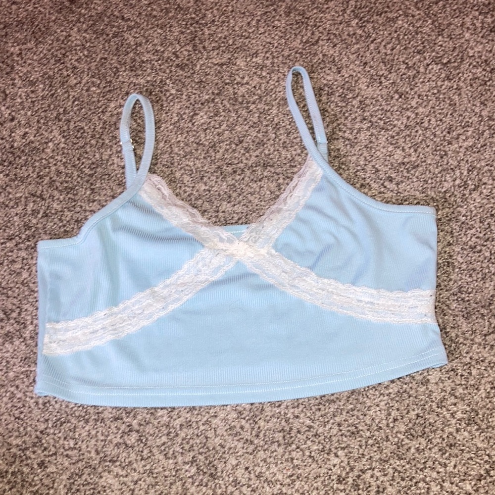 Light blue crop top with white lining